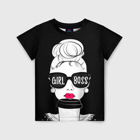 Детская футболка 3D с принтом Girl Boss , 100% гипоаллергенный полиэфир | прямой крой, круглый вырез горловины, длина до линии бедер, чуть спущенное плечо, ткань немного тянется | 8 марта | лучшая в мире | мама | подарок | подарок женщине | подарок любимым | подарок на 8 марта | самая лучшая  в мире | семья
