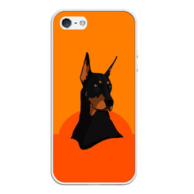 Чехол для iPhone 5/5S матовый с принтом Доберман , Силикон | Область печати: задняя сторона чехла, без боковых панелей | верный друг | графика | животное | защитник | красивый пес | природа | рисунок | собака | сторож