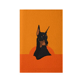 Обложка для паспорта матовая кожа с принтом Доберман , натуральная матовая кожа | размер 19,3 х 13,7 см; прозрачные пластиковые крепления | верный друг | графика | животное | защитник | красивый пес | природа | рисунок | собака | сторож
