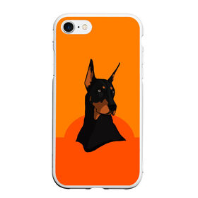 Чехол для iPhone 7/8 матовый с принтом Доберман , Силикон | Область печати: задняя сторона чехла, без боковых панелей | верный друг | графика | животное | защитник | красивый пес | природа | рисунок | собака | сторож