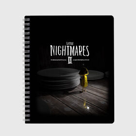 Тетрадь с принтом Little Nightmares 2 Шестая , 100% бумага | 48 листов, плотность листов — 60 г/м2, плотность картонной обложки — 250 г/м2. Листы скреплены сбоку удобной пружинной спиралью. Уголки страниц и обложки скругленные. Цвет линий — светло-серый
 | Тематика изображения на принте: little nightmares | little nightmares 2 | игра | литл нигмарес | литл нигмарес 2 | литл нигхтмарес | литл нигхтмарес 2 | ужас | хоррор | шестая