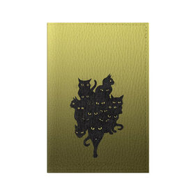 Обложка для паспорта матовая кожа с принтом много черных котов , натуральная матовая кожа | размер 19,3 х 13,7 см; прозрачные пластиковые крепления | Тематика изображения на принте: градиент | демоны | дьяволы | желтые глаза | коты | кошки | магия | мрак | персонаж | потусторонье | примета | рисунок | сущность | черные | черный