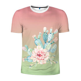 Мужская футболка 3D спортивная с принтом суккулент градиент , 100% полиэстер с улучшенными характеристиками | приталенный силуэт, круглая горловина, широкие плечи, сужается к линии бедра | акварель | акварельный | весна | кактус | мило | природа | растение | рисунок | суккулент | сукулент | цветение | цветок | цветущий | цветы