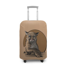 Чехол для чемодана 3D с принтом Горный лев , 86% полиэфир, 14% спандекс | двустороннее нанесение принта, прорези для ручек и колес | большая кошка | графика | дикий мир | животное | кошка | персонаж | природа | рисунок | хищник