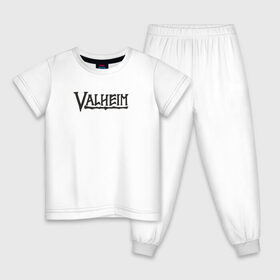 Детская пижама хлопок с принтом Valheim logo , 100% хлопок |  брюки и футболка прямого кроя, без карманов, на брюках мягкая резинка на поясе и по низу штанин
 | valheim | valheim логотип | вальхейм | выживание | игра | игры