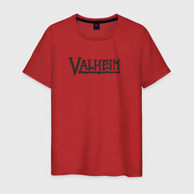 Мужская футболка хлопок с принтом Valheim logo , 100% хлопок | прямой крой, круглый вырез горловины, длина до линии бедер, слегка спущенное плечо. | Тематика изображения на принте: valheim | valheim логотип | вальхейм | выживание | игра | игры