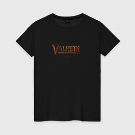 Женская футболка хлопок с принтом Valheim Валхейм , 100% хлопок | прямой крой, круглый вырез горловины, длина до линии бедер, слегка спущенное плечо | valheim | валхейм | искры | лого