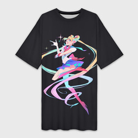 Платье-футболка 3D с принтом Sailor Moon | Сейлор Мун ,  |  | Тематика изображения на принте: anime | sailor moon | аниме | анимэ | венера | луна | лунная призма | марс | сейлор мун | серебрянное тысячелетие | серенити | сэйлор | усаги цукино | чиби мун | эндимион