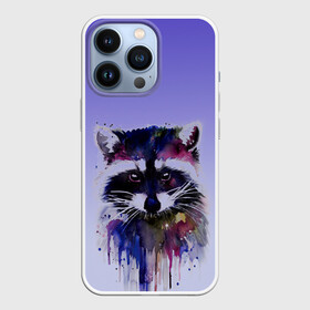 Чехол для iPhone 13 Pro с принтом енот акварелью потеки ,  |  | акварель | акварельный | арт | брызги | енот | енотик | животные | зверек | краски | потеки | радуга | рисунок | яркий