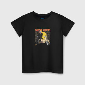 Детская футболка хлопок с принтом Ghost Rider , 100% хлопок | круглый вырез горловины, полуприлегающий силуэт, длина до линии бедер | ghost rider | кино | мотоцикл | персонаж | призрачный гонщик | прикол | скелет | скутер | фильм | череп | юмор