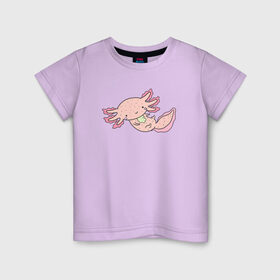 Детская футболка хлопок с принтом Аксолотль , 100% хлопок | круглый вырез горловины, полуприлегающий силуэт, длина до линии бедер | аксолотль | дракон | животные | мило | морской | морской дракон