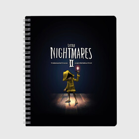 Тетрадь с принтом Little Nightmares 2 пламя , 100% бумага | 48 листов, плотность листов — 60 г/м2, плотность картонной обложки — 250 г/м2. Листы скреплены сбоку удобной пружинной спиралью. Уголки страниц и обложки скругленные. Цвет линий — светло-серый
 | little nightmares | little nightmares 2 | игра | литл нигмарес | литл нигмарес 2 | литл нигхтмарес | литл нигхтмарес 2 | ужас | хоррор