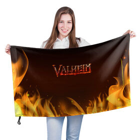 Флаг 3D с принтом Valheim: Вальхейм выживание. , 100% полиэстер | плотность ткани — 95 г/м2, размер — 67 х 109 см. Принт наносится с одной стороны | fejd | valheim | вальхейм | викинг | викинги | выживание | выживач | игра