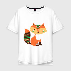 Мужская футболка хлопок Oversize с принтом лисичка этно окрас , 100% хлопок | свободный крой, круглый ворот, “спинка” длиннее передней части | fox | детский | зверек | лис | лиса | лисенок | лисичка | мило | окрас | оранжевый | полоски | примитив | простой | рисунок | узор | этно