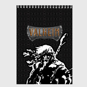 Скетчбук с принтом Valheim Viking. , 100% бумага
 | 48 листов, плотность листов — 100 г/м2, плотность картонной обложки — 250 г/м2. Листы скреплены сверху удобной пружинной спиралью | fejd | valheim | вальхейм | викинг | викинги | выживание | выживач | игра