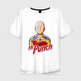 Мужская футболка хлопок Oversize с принтом Mr.Punch , 100% хлопок | свободный крой, круглый ворот, “спинка” длиннее передней части | anime | japan | man | manga | mr | one | proper | punch | saitama | tegunvteg | аниме | ванпанчмен | манга | мистер | мульт | пропер | сайтама | япония