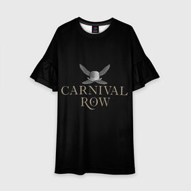 Детское платье 3D с принтом Карнивал Роу - Carnival Row , 100% полиэстер | прямой силуэт, чуть расширенный к низу. Круглая горловина, на рукавах — воланы | carnival row | волшебный | исторический | карнивал роу | крылья | лого | логотип | подарок | сериал | сказка | фея | черный | шляпа