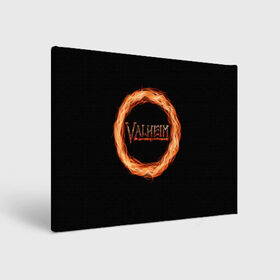 Холст прямоугольный с принтом Valheim - огненный круг , 100% ПВХ |  | valheim | вальхейм | викинги | игра | компьютерный | круг | логотип | минимализм | огненный | огонь | подарок | черный