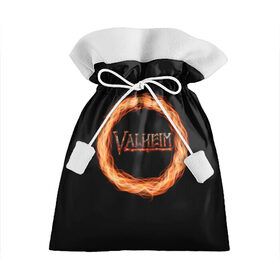 Подарочный 3D мешок с принтом Valheim - огненный круг , 100% полиэстер | Размер: 29*39 см | valheim | вальхейм | викинги | игра | компьютерный | круг | логотип | минимализм | огненный | огонь | подарок | черный