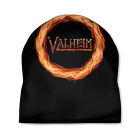 Шапка 3D с принтом Valheim - огненный круг , 100% полиэстер | универсальный размер, печать по всей поверхности изделия | Тематика изображения на принте: valheim | вальхейм | викинги | игра | компьютерный | круг | логотип | минимализм | огненный | огонь | подарок | черный