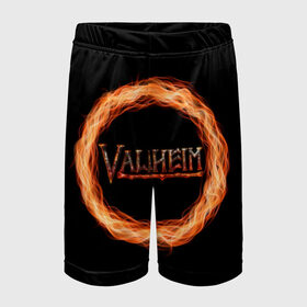 Детские спортивные шорты 3D с принтом Valheim - огненный круг ,  100% полиэстер
 | пояс оформлен широкой мягкой резинкой, ткань тянется
 | valheim | вальхейм | викинги | игра | компьютерный | круг | логотип | минимализм | огненный | огонь | подарок | черный