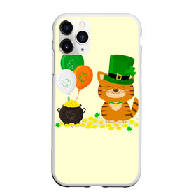 Чехол для iPhone 11 Pro матовый с принтом Ирландский Кот , Силикон |  | день святого патрика | ирландия | ирландский | ирландский клевер | ирландский кот | клевер | кот | патрик | с котом | святой патрик