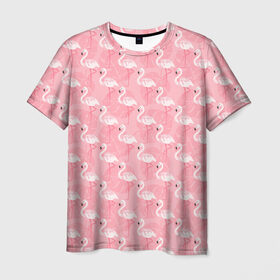 Мужская футболка 3D с принтом Розовый Фламинго , 100% полиэфир | прямой крой, круглый вырез горловины, длина до линии бедер | love | амур | афродита | валентинка | вторая половинка | гламур | купидон | любовь | отношения | подарок любви | поцелуй | праздник любви | розовый фламинго | романтика | свидание | семья | сердечки