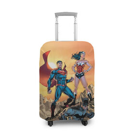 Чехол для чемодана 3D с принтом Лига Справедливости , 86% полиэфир, 14% спандекс | двустороннее нанесение принта, прорези для ручек и колес | batman | justice league | superman | vdzabma | wonder woman | бэтмен | лига справедливости | супермен | чудо женщина