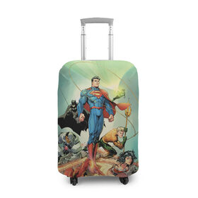 Чехол для чемодана 3D с принтом Лига Справедливости , 86% полиэфир, 14% спандекс | двустороннее нанесение принта, прорези для ручек и колес | aquaman | batman | green lantern | justice league | superman | the flash | vdzabma | wonder woman | аквамен | бэтмен | зеленый фонарь | лига справедливости | супермен | флэш | чудо женщина