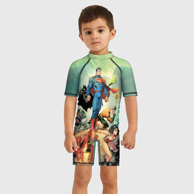 Детский купальный костюм 3D с принтом Лига Справедливости , Полиэстер 85%, Спандекс 15% | застежка на молнии на спине | aquaman | batman | green lantern | justice league | superman | the flash | vdzabma | wonder woman | аквамен | бэтмен | зеленый фонарь | лига справедливости | супермен | флэш | чудо женщина
