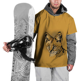 Накидка на куртку 3D с принтом Сервал , 100% полиэстер |  | африка | графика | дикий мир | животное | кошка | персонаж | природа | рисунок | хищник