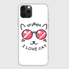 Чехол для iPhone 12 Pro Max с принтом I Love cat (я люблю котов) , Силикон |  | Тематика изображения на принте: 8 марта | cat | i love you | kiss | love | губы | девушке | день влюбленных | зубы | киса | кот | котик | коты | люблю котов | любовь | любтмой | марта | очки | поцелуй | розовые губы | розовый | страсть | течет