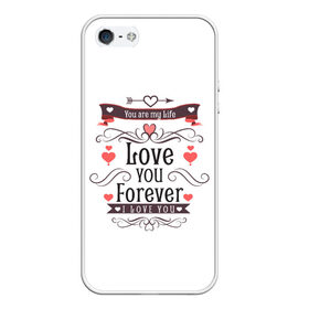 Чехол для iPhone 5/5S матовый с принтом Love you forever , Силикон | Область печати: задняя сторона чехла, без боковых панелей | Тематика изображения на принте: 8 марта | best | cat | forever | i love you | kiss | love | my life | губы | девушке | день влюбленных | киса | кот | котик | коты | люблю котов | любовь | любтмой | мама | маме | марта | очки | подарок | поцелуй | розовые губы