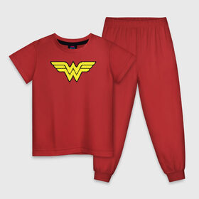 Детская пижама хлопок с принтом Wonder Woman 8 bit , 100% хлопок |  брюки и футболка прямого кроя, без карманов, на брюках мягкая резинка на поясе и по низу штанин
 | justice league | vdzabma | wonder woman | лига справедливости | чудо женщина