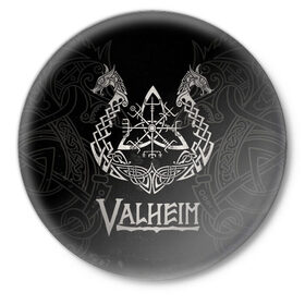Значок с принтом Valheim ,  металл | круглая форма, металлическая застежка в виде булавки | Тематика изображения на принте: valheim | viking | валхейм | викинги | игры