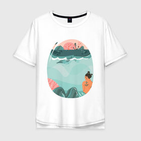Мужская футболка хлопок Oversize с принтом Подводный мир , 100% хлопок | свободный крой, круглый ворот, “спинка” длиннее передней части | арт | вода | мир | подводный | природа | рисунок | русалка | сказка