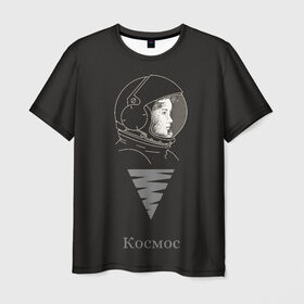 Мужская футболка 3D с принтом Космос , 100% полиэфир | прямой крой, круглый вырез горловины, длина до линии бедер | астронавт | взгляд | геометрическая фигура | голова | космонавт | космос | минимализм | пирамида | треугольник | шлем