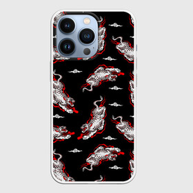 Чехол для iPhone 13 Pro с принтом Японский стиль   тигры ,  |  | арт | животные | облака | огонь | пламя | рисунок | стиль | тигр | японский