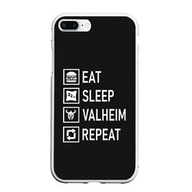 Чехол для iPhone 7Plus/8 Plus матовый с принтом Eat Sleep Valheim Repeat , Силикон | Область печати: задняя сторона чехла, без боковых панелей | elder | loki | odin | the | thor | valheim | биврёст | валхейм | вальхейм | викинги | все | дракар | древний | древо | ётун | йотун | локи | мира | один | отец | тор | фенир | хель | черный лес | эйктюр