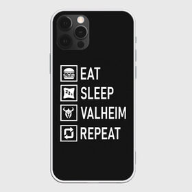 Чехол для iPhone 12 Pro Max с принтом Eat Sleep Valheim Repeat , Силикон |  | elder | loki | odin | the | thor | valheim | биврёст | валхейм | вальхейм | викинги | все | дракар | древний | древо | ётун | йотун | локи | мира | один | отец | тор | фенир | хель | черный лес | эйктюр