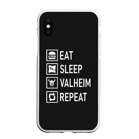 Чехол для iPhone XS Max матовый с принтом Eat Sleep Valheim Repeat , Силикон | Область печати: задняя сторона чехла, без боковых панелей | elder | loki | odin | the | thor | valheim | биврёст | валхейм | вальхейм | викинги | все | дракар | древний | древо | ётун | йотун | локи | мира | один | отец | тор | фенир | хель | черный лес | эйктюр