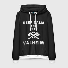 Мужская толстовка 3D с принтом Keep calm and play Valheim , 100% полиэстер | двухслойный капюшон со шнурком для регулировки, мягкие манжеты на рукавах и по низу толстовки, спереди карман-кенгуру с мягким внутренним слоем. | Тематика изображения на принте: elder | loki | odin | the | thor | valheim | биврёст | валхейм | вальхейм | викинги | всеотец | дракар | древний | древо | ётун | йотун | локи | мира | один | тор | фенир | хель | черный лес | эйктюр