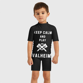 Детский купальный костюм 3D с принтом Keep calm and play Valheim , Полиэстер 85%, Спандекс 15% | застежка на молнии на спине | elder | loki | odin | the | thor | valheim | биврёст | валхейм | вальхейм | викинги | всеотец | дракар | древний | древо | ётун | йотун | локи | мира | один | тор | фенир | хель | черный лес | эйктюр