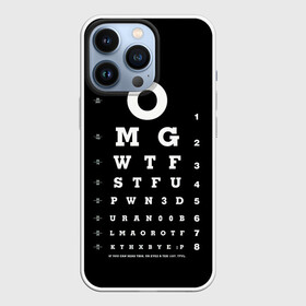 Чехол для iPhone 13 Pro с принтом Проверка Зрения мемными фразами интернет сленга ,  |  | алфавит | больница | буквы | врач | доктор | здоровье | зрение | мем | надпись | окулист | офтальмолог | поликлиника | прикол | проверка | сленг | таблица | тест | хватит