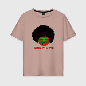 Женская футболка хлопок Oversize с принтом Ретро томат , 100% хлопок | свободный крой, круглый ворот, спущенный рукав, длина до линии бедер
 | 80 е | afro | retro | tomato | афро | восьмидесятые | мучачос | помидор | ретро | томат