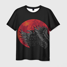 Мужская футболка 3D с принтом Ворон , 100% полиэфир | прямой крой, круглый вырез горловины, длина до линии бедер | воздух | ворон | глаз | жар | животное | звери | земля | космос | марс | огонь | орел | полетя | природа | птица | солнце | юпитер