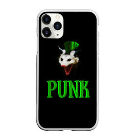 Чехол для iPhone 11 Pro Max матовый с принтом punky trashcat , Силикон |  | Тематика изображения на принте: punk. | trashcat | животные | ирокез | опоссум | панк
