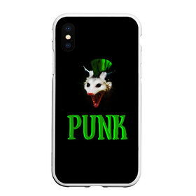 Чехол для iPhone XS Max матовый с принтом punky trashcat , Силикон | Область печати: задняя сторона чехла, без боковых панелей | Тематика изображения на принте: punk. | trashcat | животные | ирокез | опоссум | панк