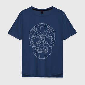Мужская футболка хлопок Oversize с принтом Череп , 100% хлопок | свободный крой, круглый ворот, “спинка” длиннее передней части | dead | skull | линии | мертвый | минимализм | скелет | череп
