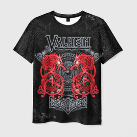 Мужская футболка 3D с принтом Valheim , 100% полиэфир | прямой крой, круглый вырез горловины, длина до линии бедер | valheim | viking | валхейм | викинги | игры